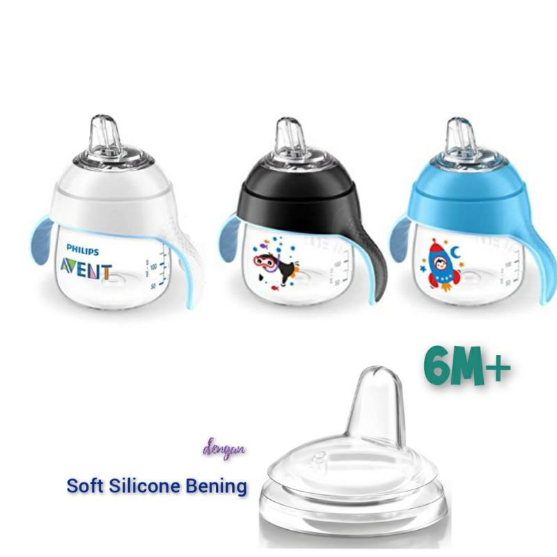 Philips Avent  Sippy Cup Pingu Training Cup Soft Spout Impor 200ml 6m+ soft spout My Grippy Spout Cup 300ml