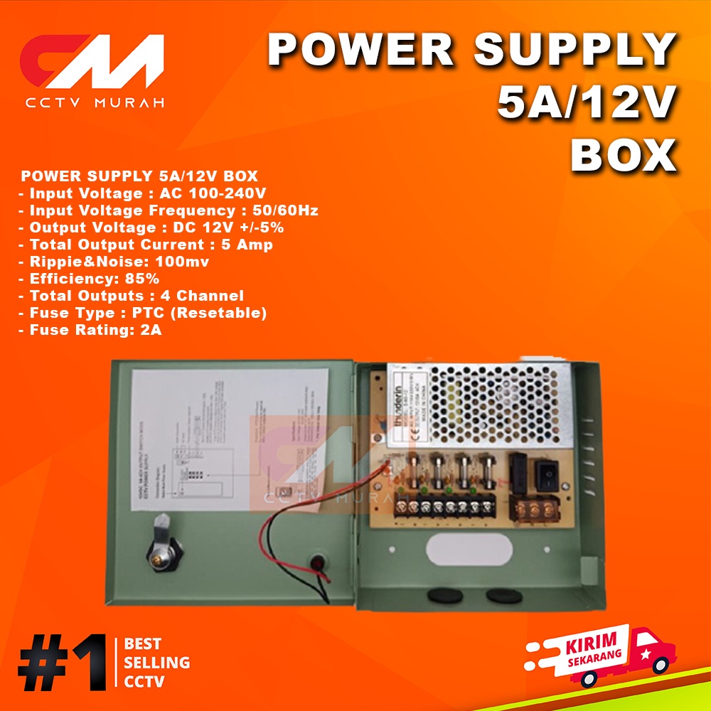 POWER SUPPLY 12V/5A-4CH BOX || Type PS-PSU5A || POWER SUPPLY FOR CCTV LED 12V/5A-4CH