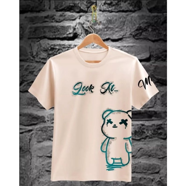 bayar di tempat kaos t-shirt pria motif teddy bear look AT kaos distro pria wanita terlaris dan termurah 2022