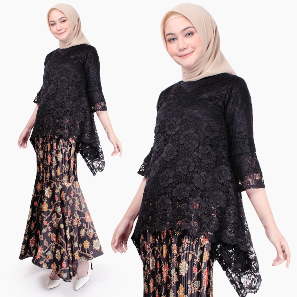 SB Collection Stelan Kebaya Vitan Blouse Brukat Dan Rok Plisket Duyung Super Jumbo Batik Wanita