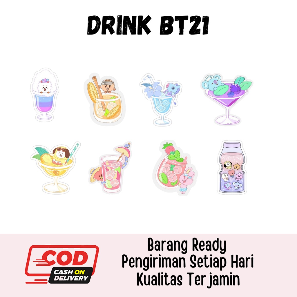 

Stiker Kpop Bts Bt21 Drink Sticker Aesthectic Lucu Berkualitas Murah Tempel Hp Laptop Buku Note