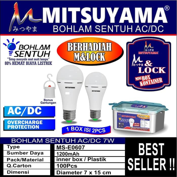 Bohlam Lampu LED Emergency 7 Watt Mitsuyama 1 Box 2 Pcs MS-E0607