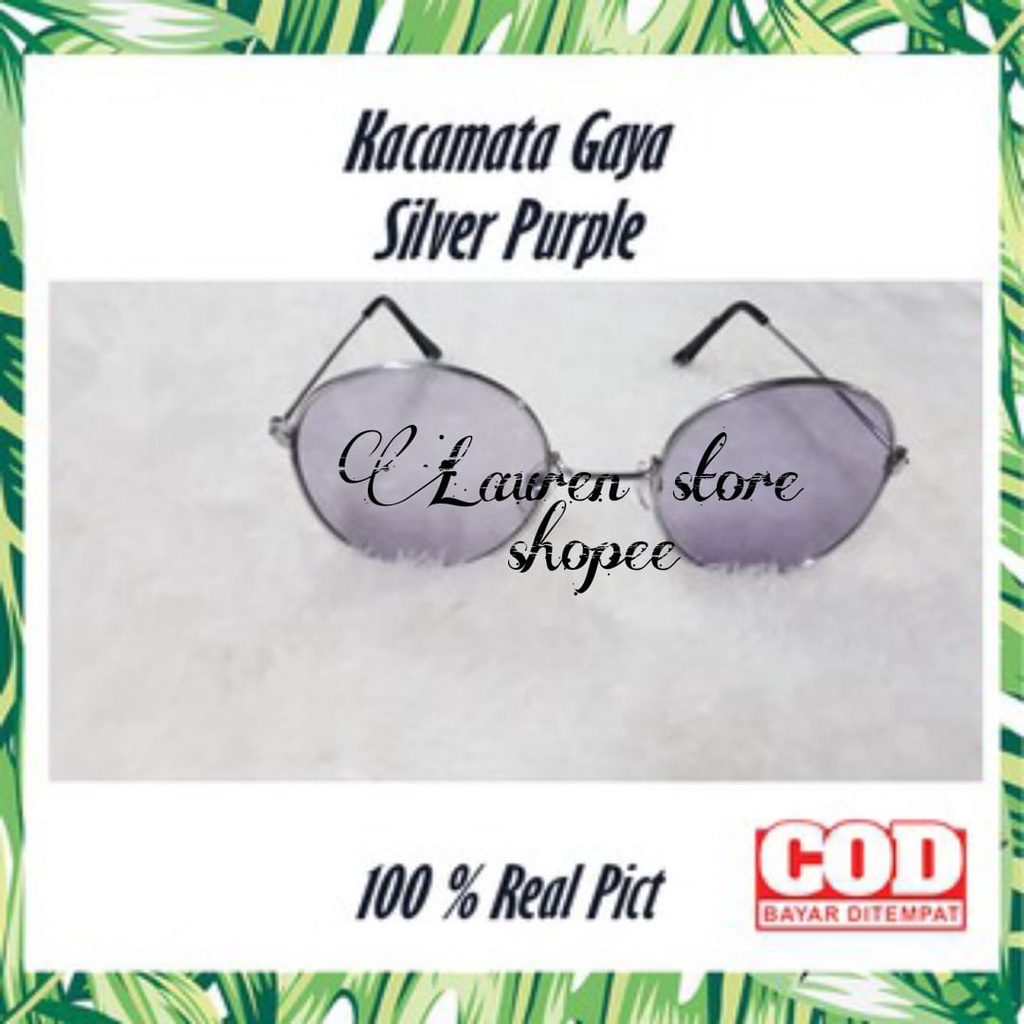 Kacamata fashion / kacamata lensa ungu / kacamata bulat model terbaru anti sinar uv / Kacamata lensa