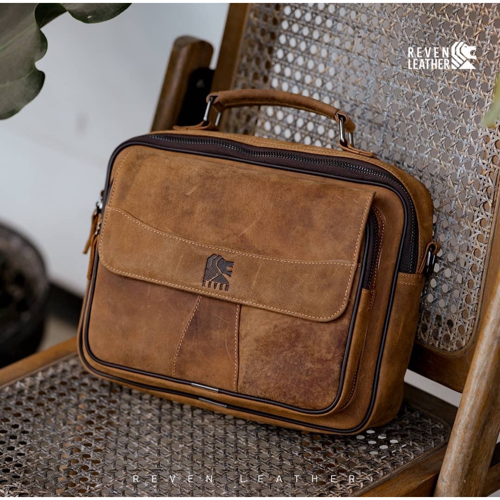 Tas Selempang Kerja Dosen Guru Ngantor Ngajar Pria Executive Messenger Bag Jinjing Keren Kulit Asli 