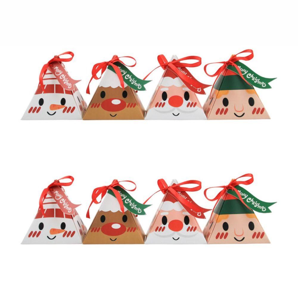 Solighter 10pcs Kotak Permen Desain Santa Claus Segitiga Warna Merah Untuk Dekorasi