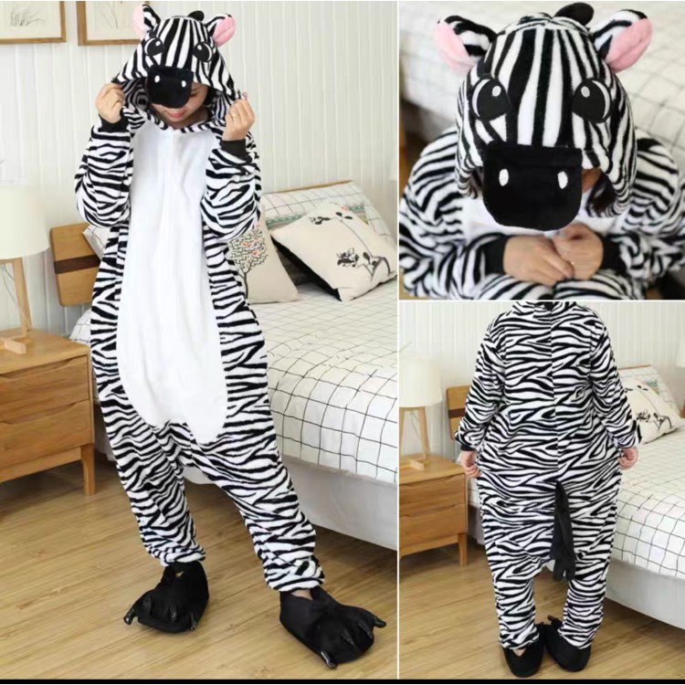 KOSTUM ONESIE ZEBRA BAJU PIYAMA TIDUR IMPOR COSPLAY KIGURUMI PESTA