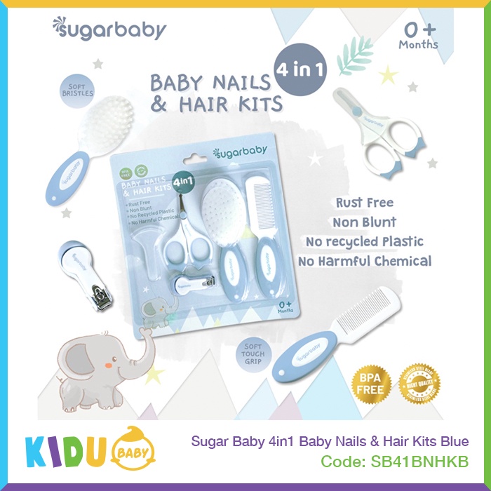 Sugar Baby 4in1 Baby Nails &amp; Hair Kits Perlengkapan Perawatan Rambut &amp; Kuku Bayi Kidu Baby