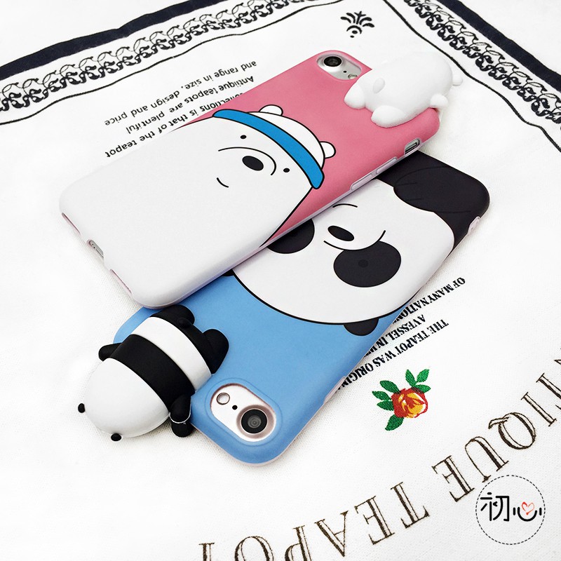 WE BARE BEARS DOLL 3D PEEP CASE For IPHONE 5 6/6S 7 8 plus X( GRIZZ, ICE BEAR , PANPAN )