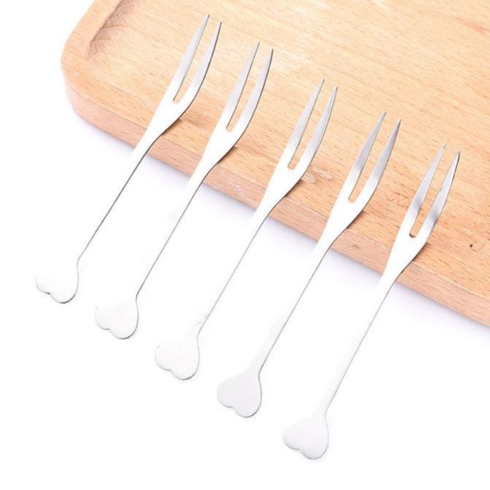 Love type stainless steel fruit fork household fruit sign two tooth fork cake dessert fork fruit fork OWT