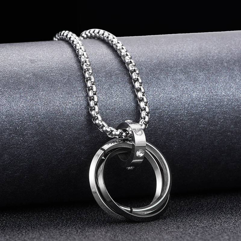 Three-ring Pendant Hip Hop Hiphop Fashion Jewelry Accessories Korean Style Simple Necklace