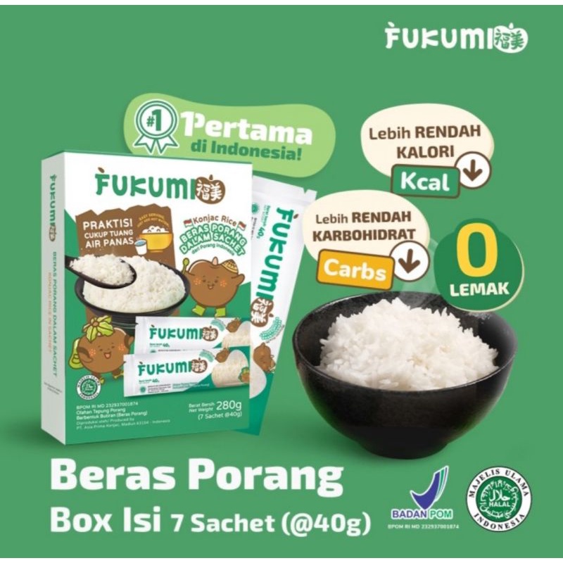 

Fukumi Beras Porang / Konjac Rice Box (7 Sachet x 40gr)