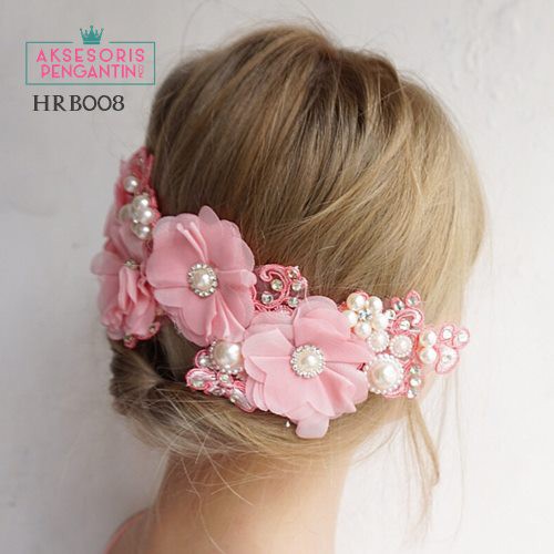 [READY STOCK] HAIRPIECE TIARA AKSESORIS PENGANTIN HEADPIECE WEDDING PINK HRB008