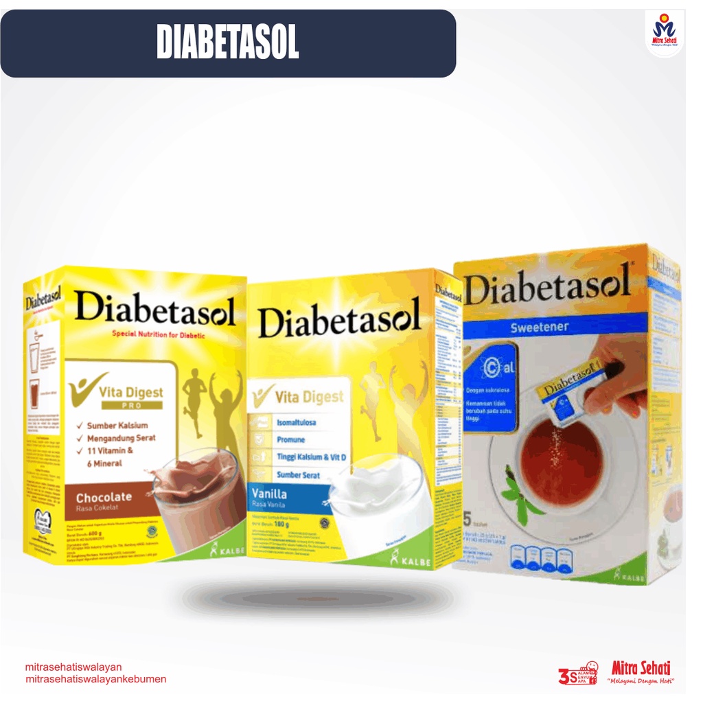 

DIABETASOL SUSU RASA CHOCOLATE, VANILLA [ Mitra Sehati Swalayan ]