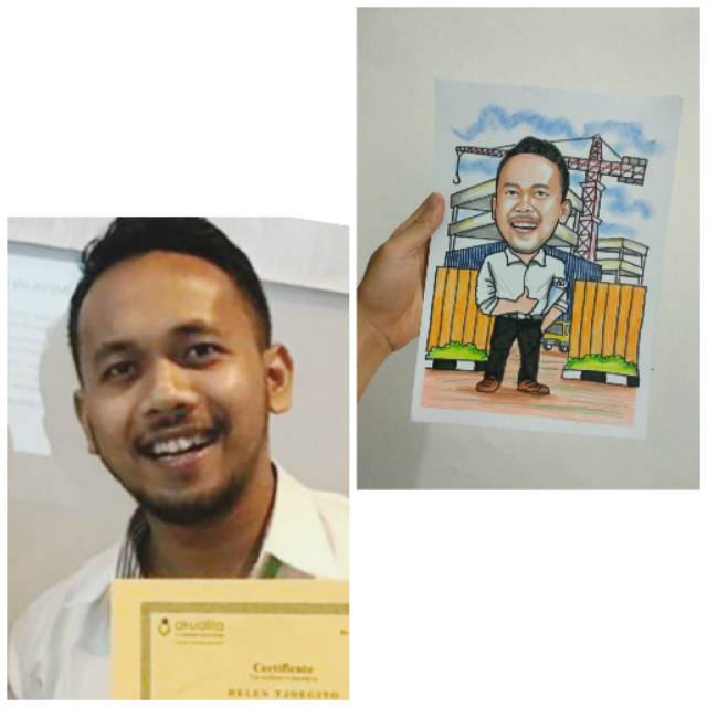 Karikatur 1 wajah kertas A4 tanpa bingkai