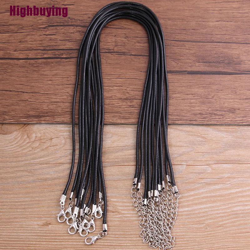 Hbid 10PCS Tali Kulit Adjustable 1.5mm Warna Hitam Untuk Membuat Kalung / Gelang DIY