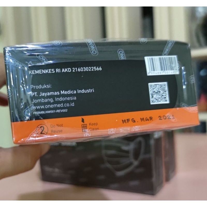 Onemed masker medis  hitam all black 3ply isi 25pcs