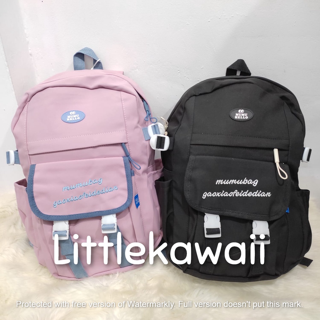 LK/Tas Ransel Laptop Backpack Sekolah Fashion Anak Remaja Kantong Gesper Mumubag Import