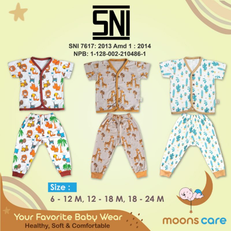 SML MOONS setelan kancing campur Premium | Setelan Baju Pendek Celana Panjang Piyama