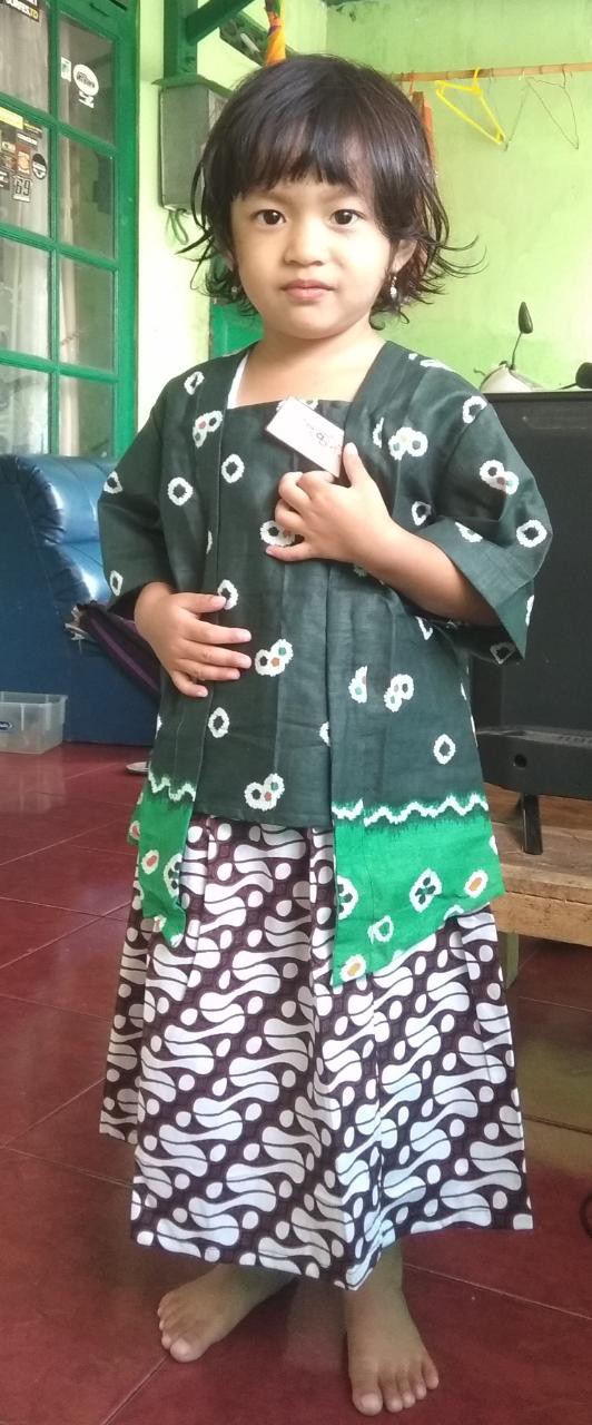 Setelan Batik Jumputan Anak Kutubaru Bahan Katun Warna Hijau Ba180