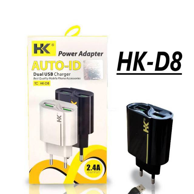 CHARGER HK D8 2.4A FAST CHARGING DUAL USB