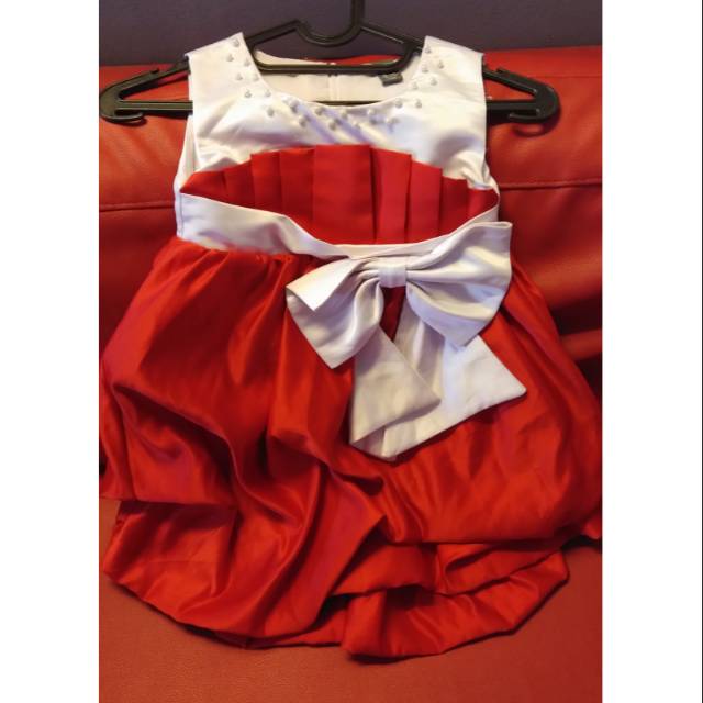 Dress pesta anak perempuan / dress merah pita / dress zara party