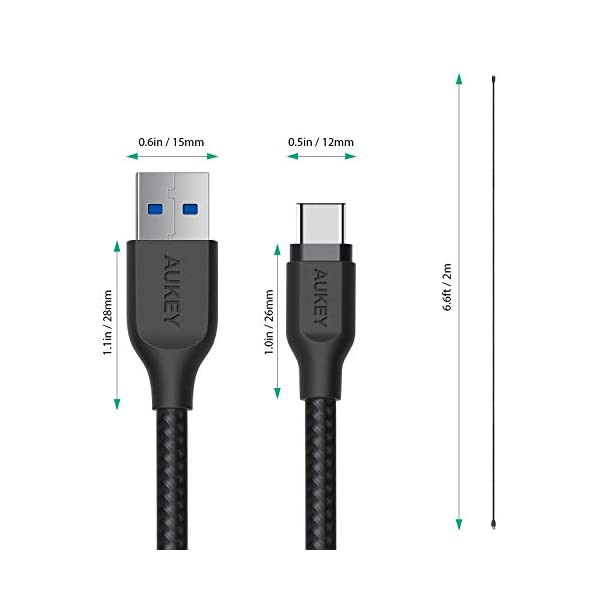 Aukey Kabel data CB-AC2 BRAIDED NYLON USB-C (2M) Original - Garansi Resmi