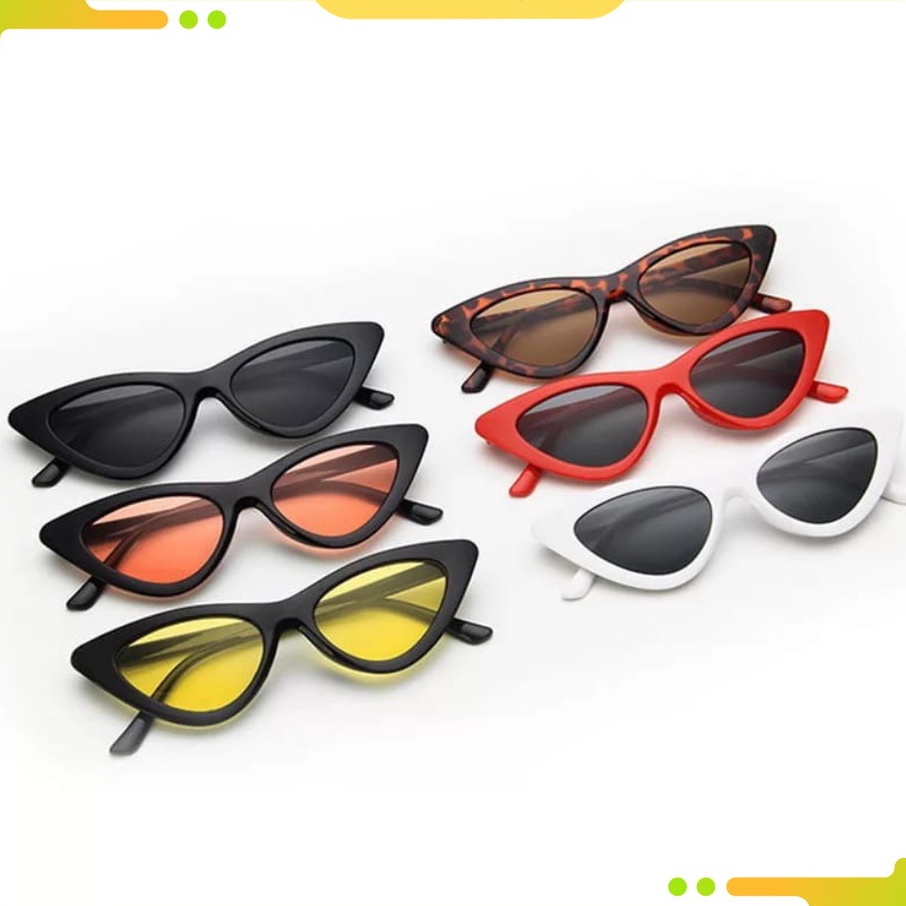 Kacamata Hitam Pria dan Wanita Sunglasses Model Lonjong Segitiga Korean Ulzzang Triangle Vintage Cat Eye Kaca Mata Hitam Aneka Variasi Anti Silau Sinar UV Matahari Antiradiasi Polar Polarised Hiking Motor Pantai Model Vintage Kotak Ukuran Kecil KCH22