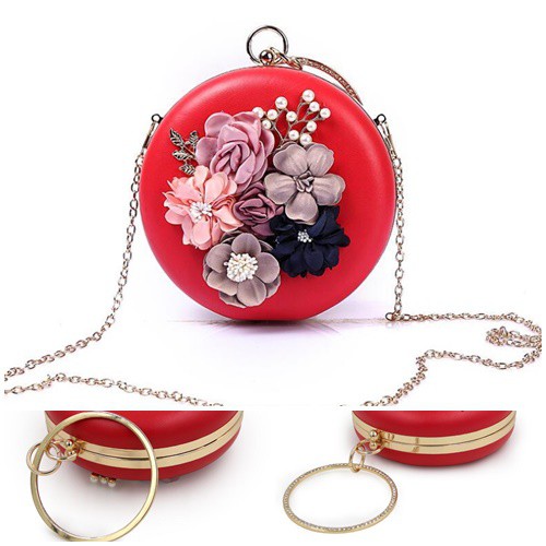Tas Pesta Bulat Bunga Import Cantik T0064