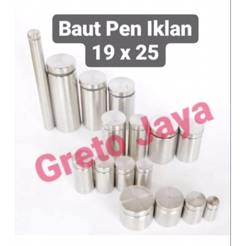 ( 19x25 ) Baut Pin Pen Iklan 19 x 25 mm Sign Board Wall Akrilik Acrylic Reklame