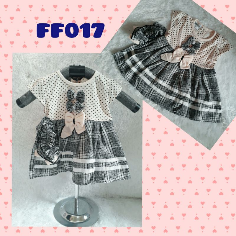 Dress Anak + Bandana FF017 Baju Anak Usia 6-18 Bulan / Baju Kekinian / Setelan Anak Murah