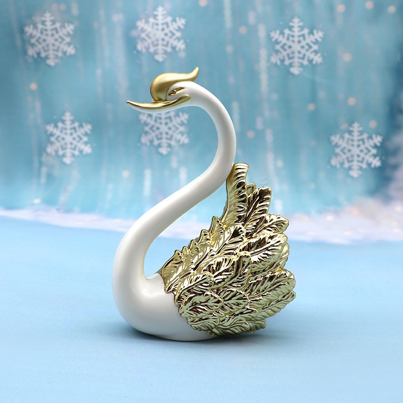 Sepasang Angsa Swan Pajangan Flaminggo Hiasan Wedding Gold Silver Decorasi Ruangan