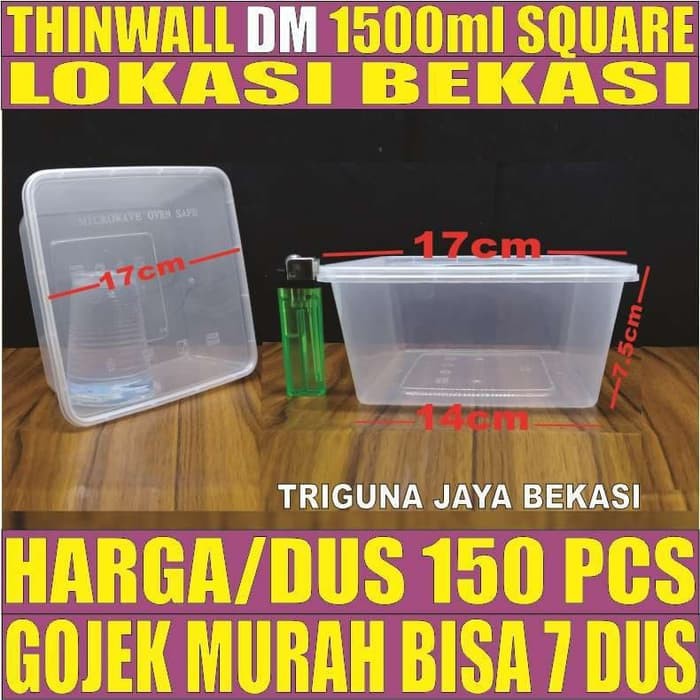Thinwall DM 1500ml Per Dus Square Kotak Tebal Box Container Bekasi