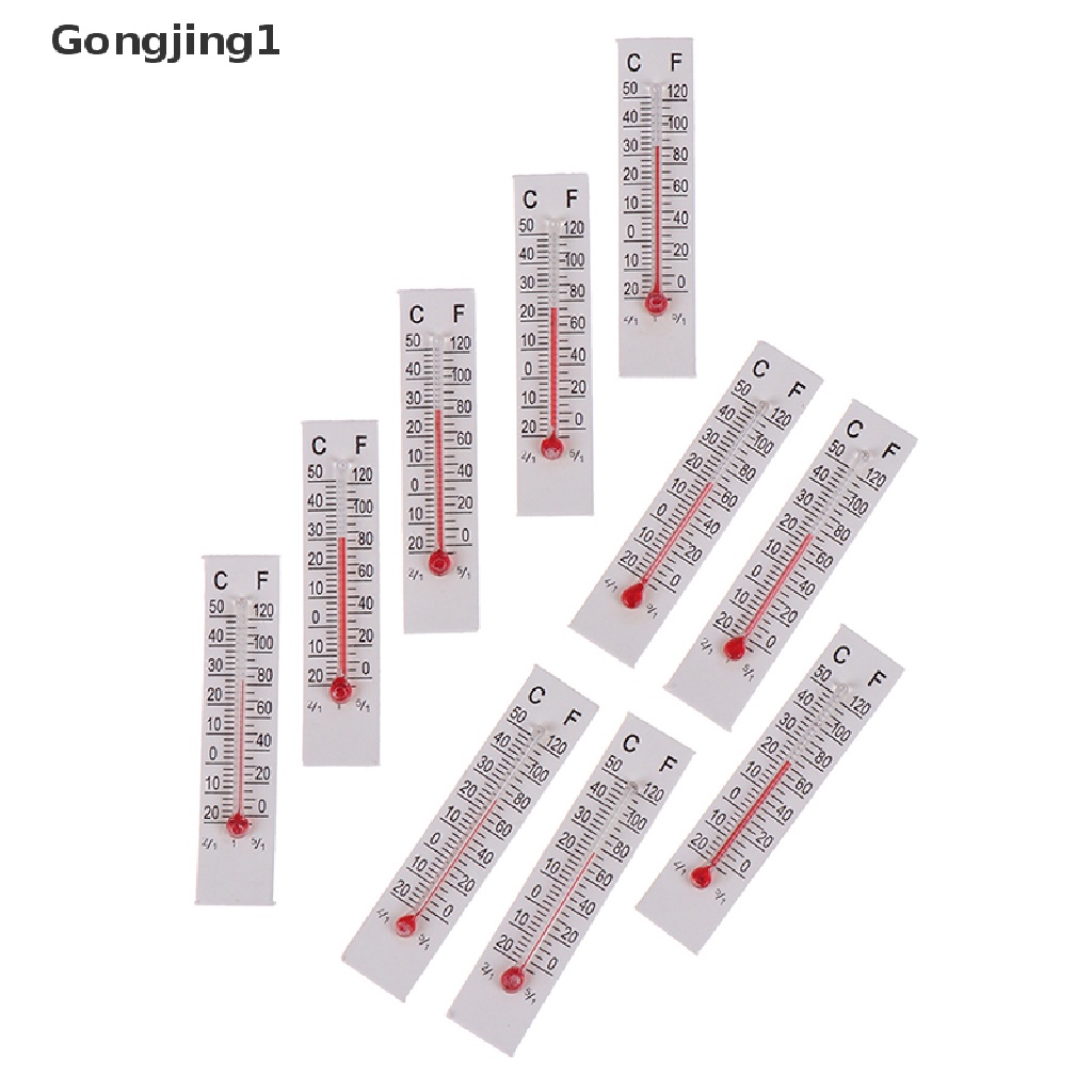 Gongjing1 10pcs / Set Miniatur Termometer Kardus 5cmX1.1cm - 20-50 Celcius Untuk Indoor