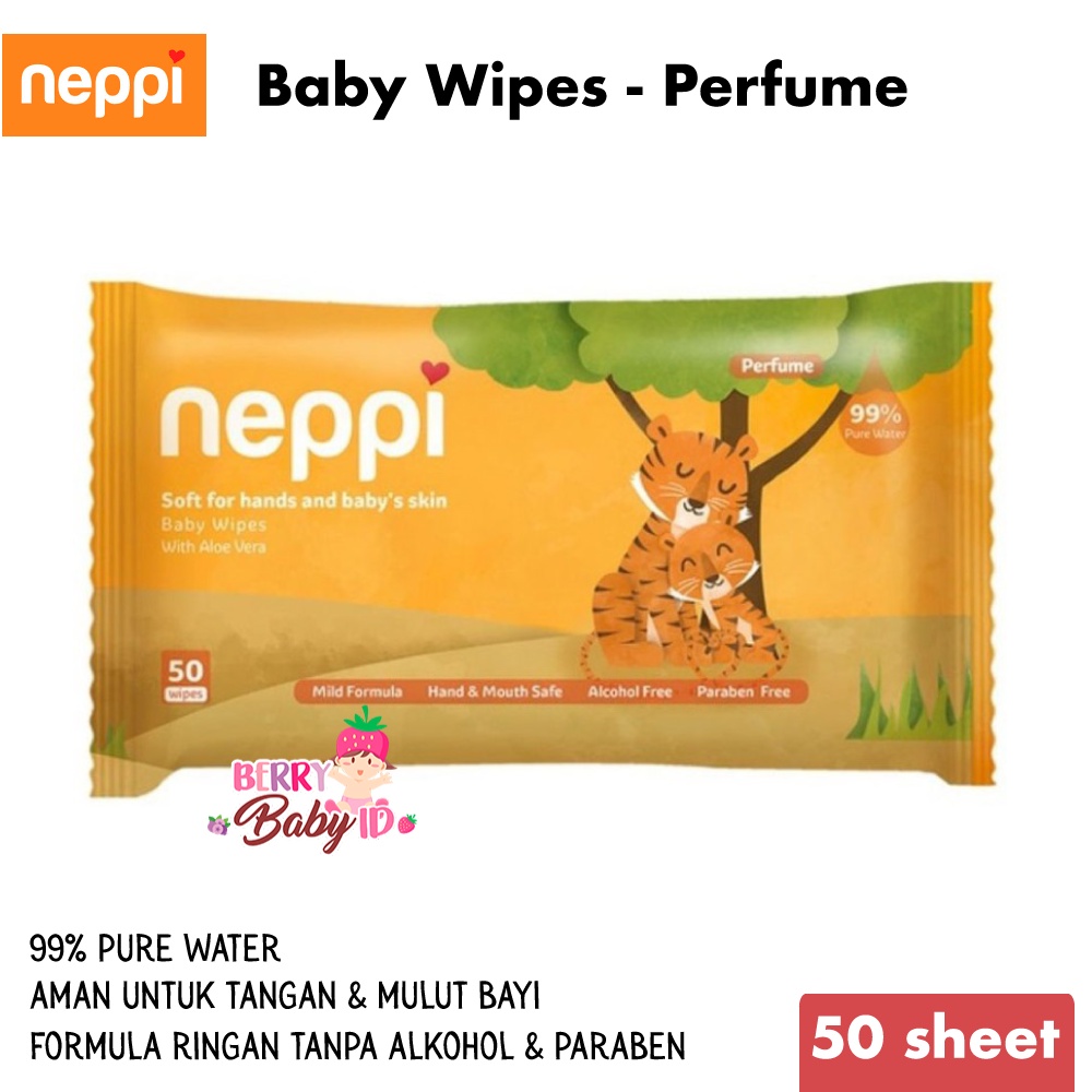 Neppi Baby Wipes Hand &amp; Mouth 50 Sheet Tisu Basah Bayi Non Alkohol Berry Mart