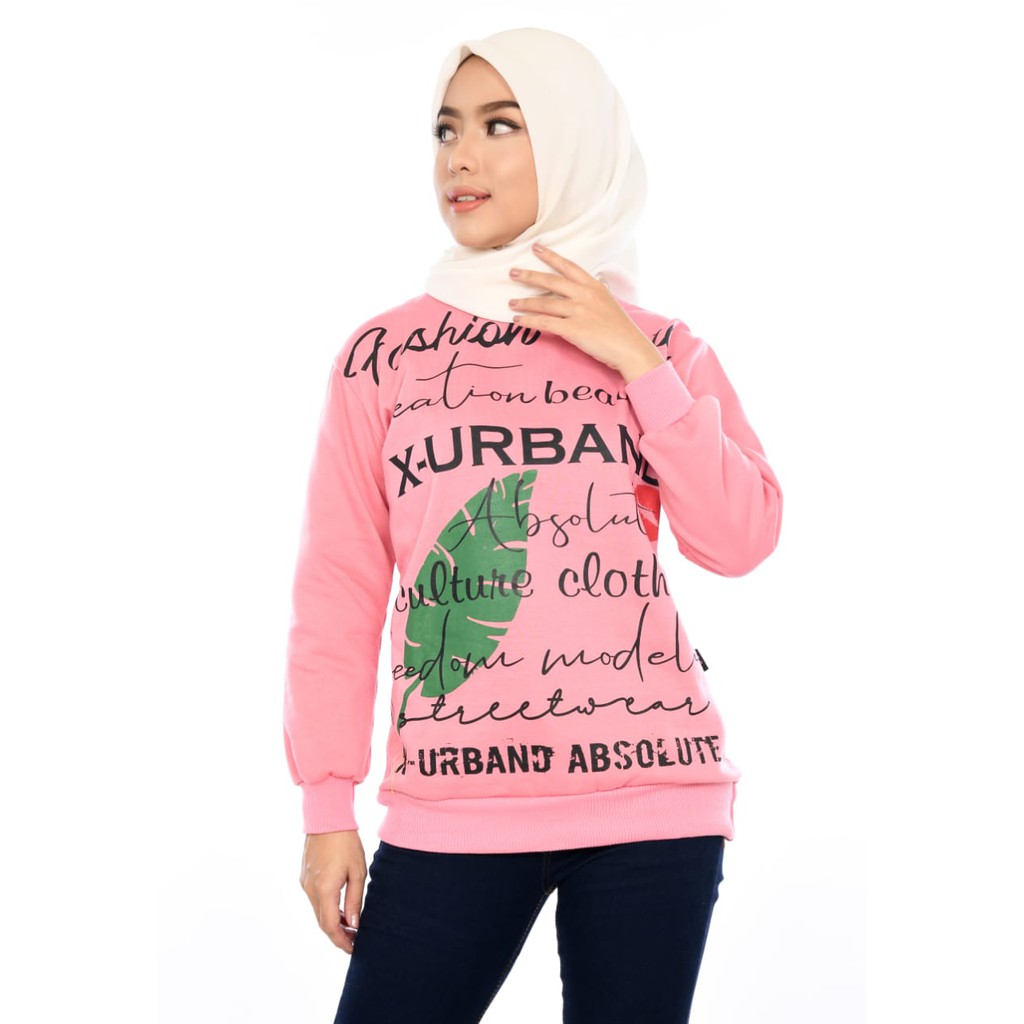 X Urband Sweater Oblong Wanita Reabet Crewneck A141