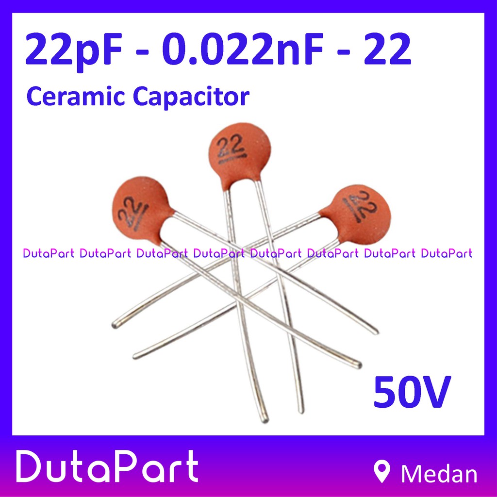 22pF 0.022nF 22 50V Ceramic Capacitor Keramik Kapasitor Capasitor