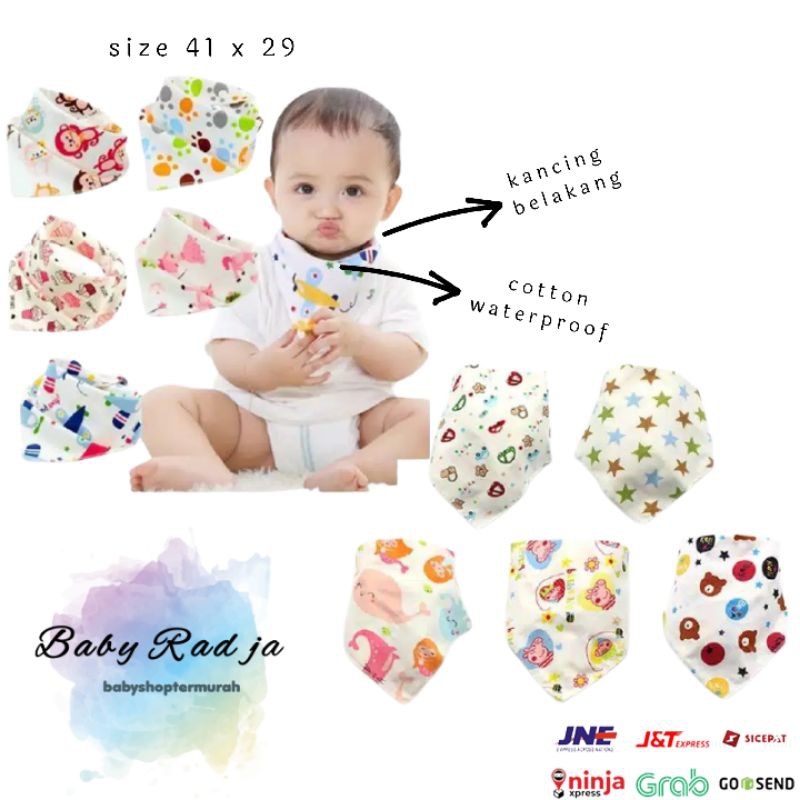 BabyRadja- Celemek Makan Bayi / Slabber Makan / Kain Lap Bayi Model Segitiga Motif Kartun Lucu Murah