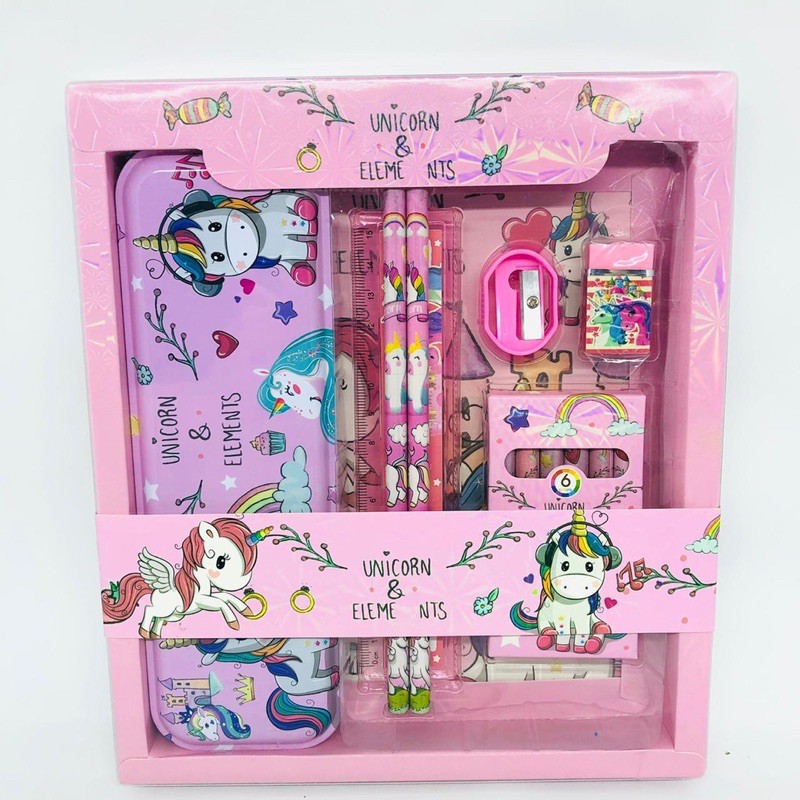 

stationary set 7in1 peralatan tulis anak crayon unicorn cars hello kitty frozen princess minions