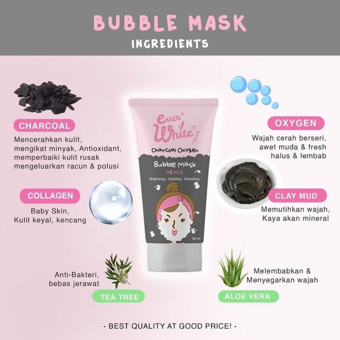 EVER WHITE  ~ EVERWHITE MASKER Charcoal Oxygen Bubble Mask ,HALAL BPOM