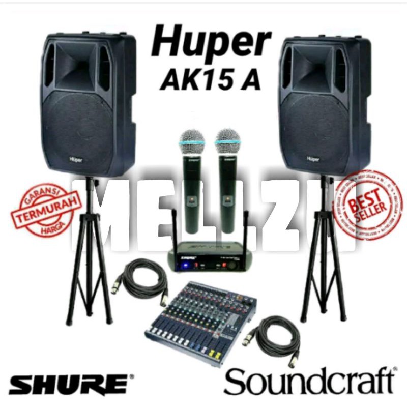 Paket SoundSystem Huper AK15 Original 15 inch - Soundcraft EFX-8