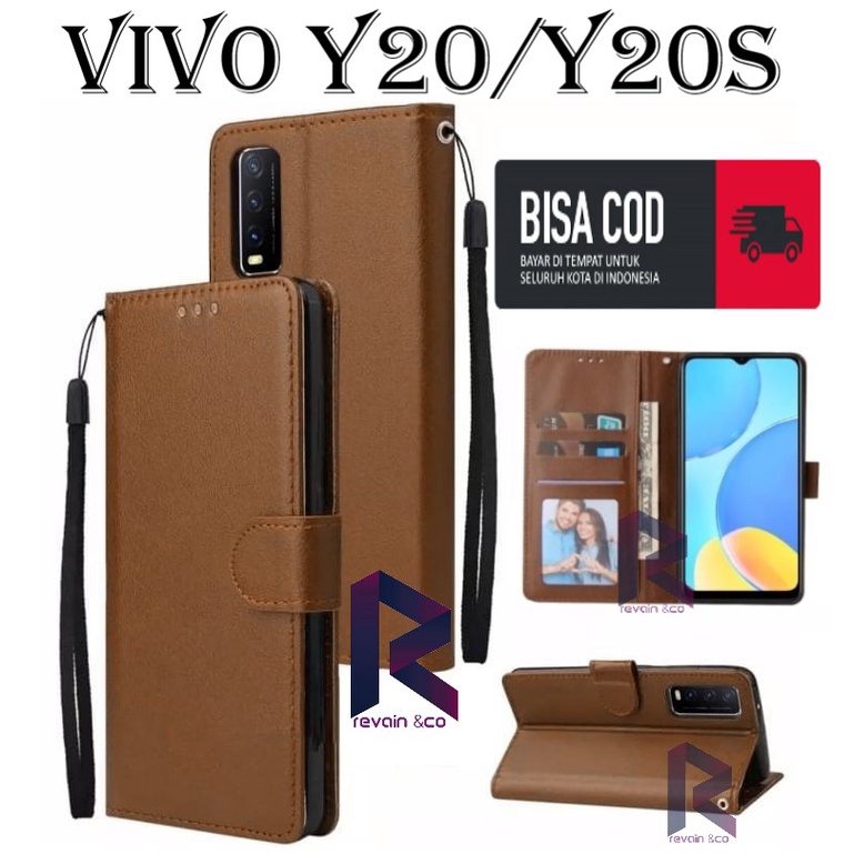 CASE VIVO Y20 Y20S FLIP WALLET LEATHER KULIT PREMIUM SARUNG BUKA TUTUP FLIP CASE VIVO Y20 Y20S