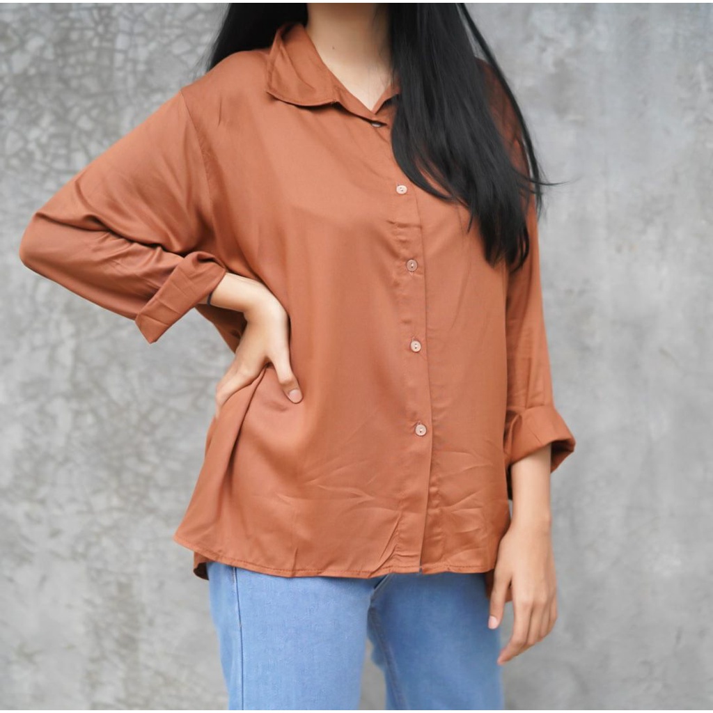 BEFAST - ZFS OOTD Wanita Kemeja AIMIRA / ZODYA OVERSIZE XXL RAYON TWILL SHIRT / Kemeja Lengan Panjang / Kem Oversize Kekiniaan Remaja / Kemeja Polos / Terlaris / Fashion Kantor