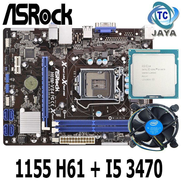 Mainboard LGA 1155 H61 asrock + Processor Core I5 3470