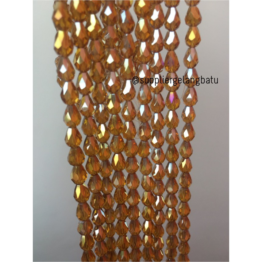 kristal Ceko tetes 10 x 6mm GOLD CHAMPAGNE crystal bross PREMIUM aksesoris fashion craft trending