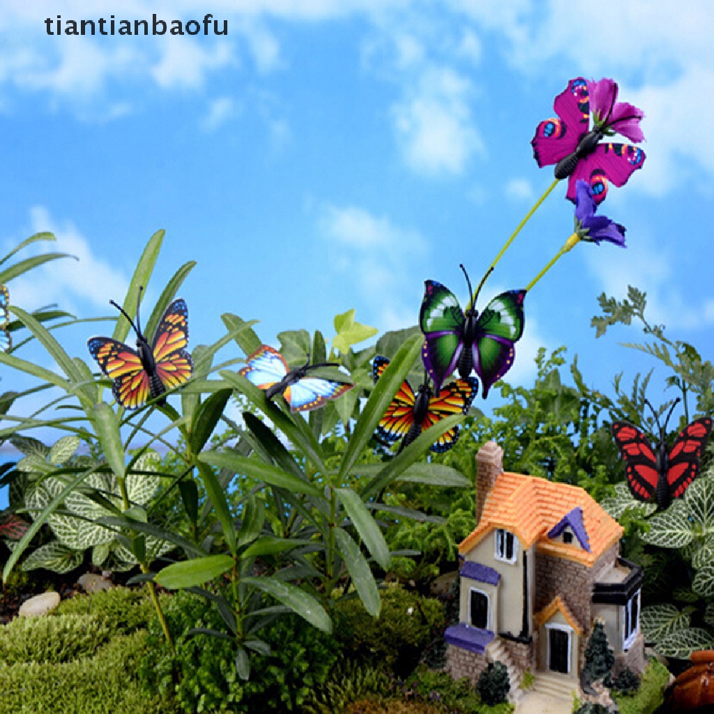 [tiantianbaofu] 4X Butterfly Miniature Fairy Garden Ornament Plant Pot Craft Dollhouse Decor DIY Boutique