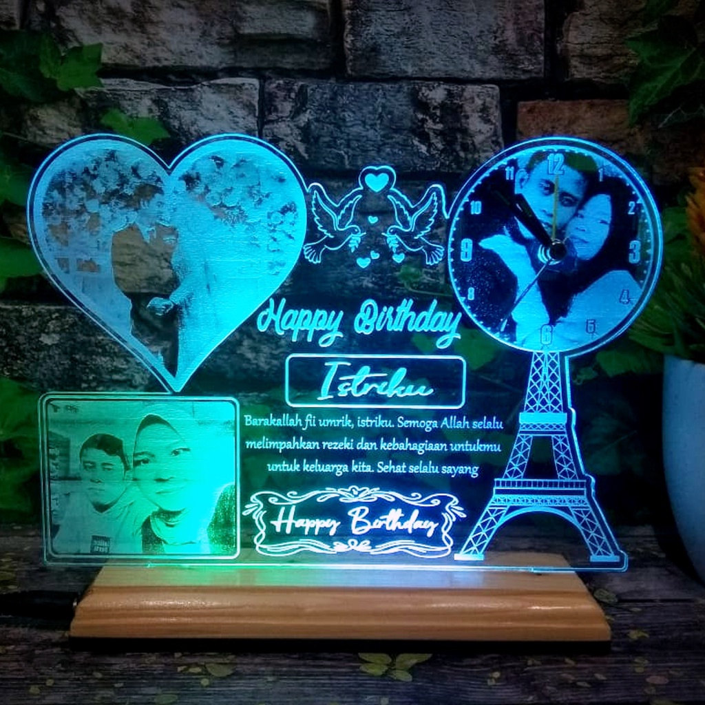 KADO ULANG TAHUN CEWEK KADO ULANG TAHUN LAMPU HIAS JAM UNIK CUSTOM FOTO BY REQUEST