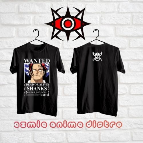 kaos Anime One Piece Shank Wanted