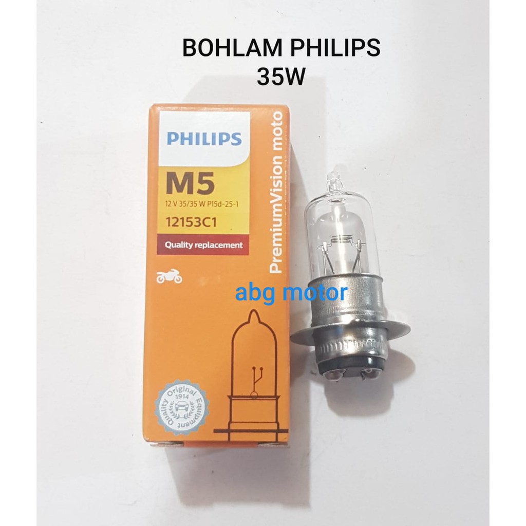 BOHLAM BOLA LAMPU DEPAN MOTOR MERK PHILIPS 35 WATT TYPE M5