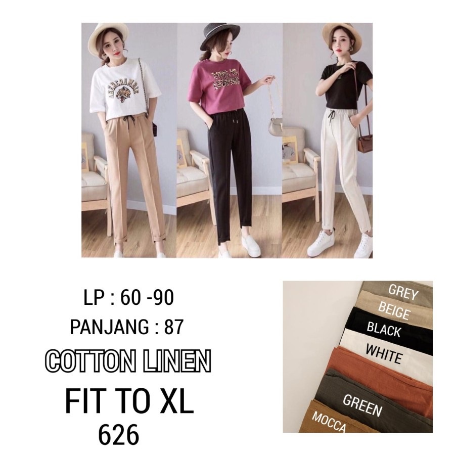 Celana Wanita Panjang Linen Korean Style Highwaist Katun IMPORT