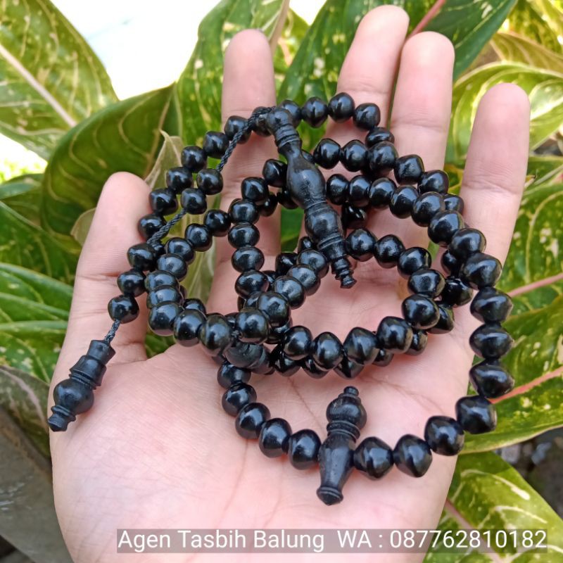 TASBIH KAYU GALIH KELOR HITAM MOTIF WAJIK 8MM